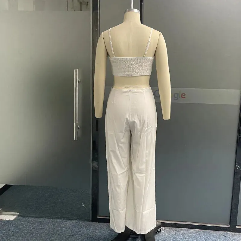 Znbbw Women Jumpsuit Summer Fashion Sexy Solid Suspenders V Neck Sleeveless Cutout Casual Wide Legs Pants Romper Streetwear - Image 5