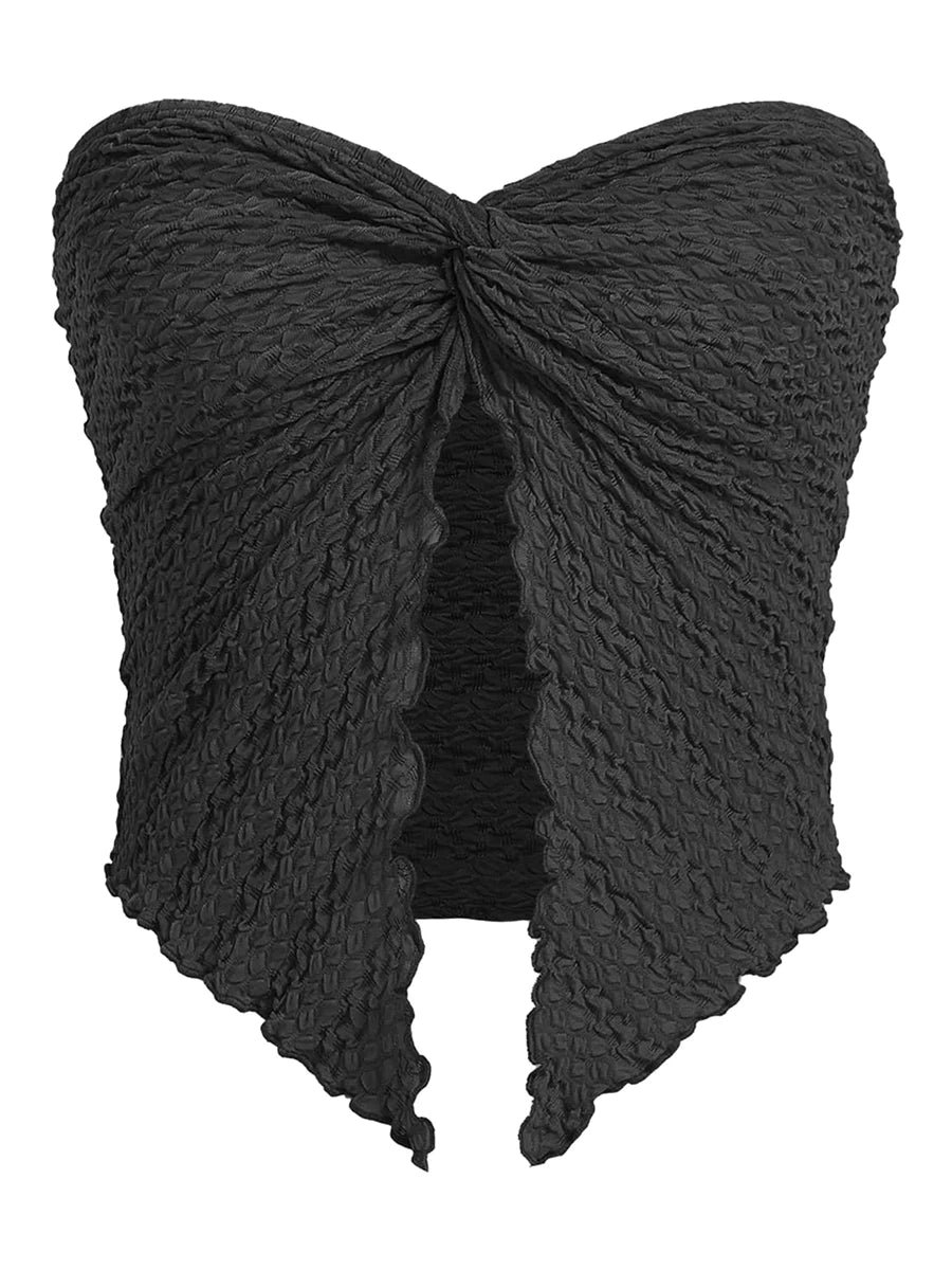 Znbbw Women Y2k Ruched Off Shoulder Tube Tops Strapless Front Open Tops Backless Bandeau Crop Top Sexy Streetwear - Image 3