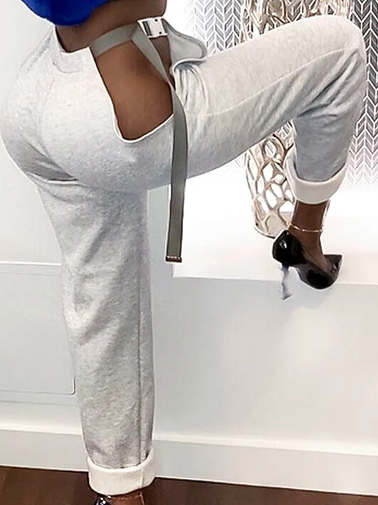 Znbbw Women Low Rise Hollow Out Belt Casual Pants Sexy Wide Leg Solid Sporty Trousers 2023 Spring Fall Harajuku Lolita Y2K Clothes - Image 2