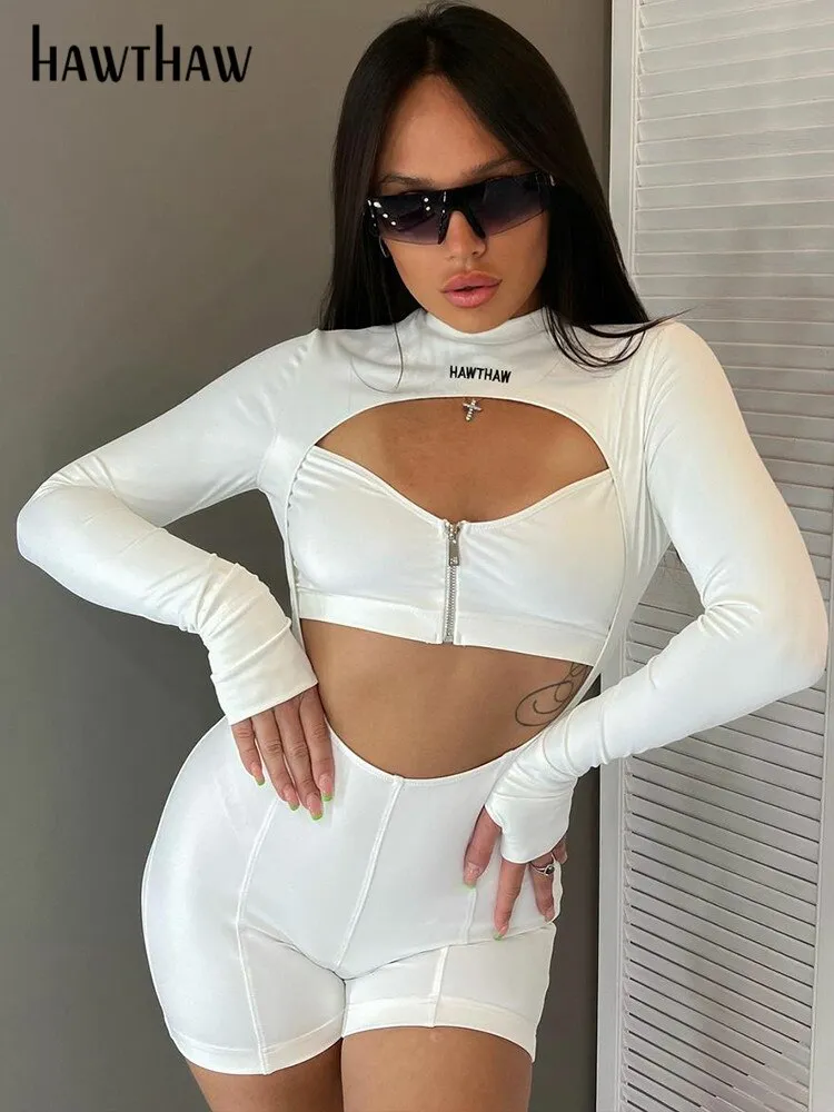 Znbbw Women Long Sleeve Bodycon Black Romper Playsuit Shorts Jumpsuit 2023 Autumn Fall Clothing Wholesale Items For Business - Image 3