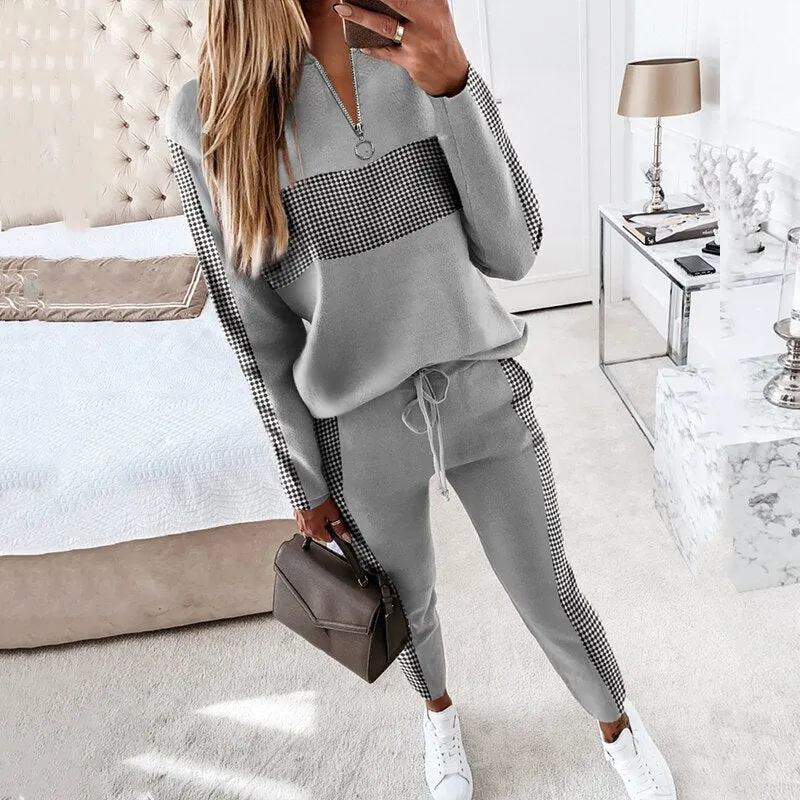 znbbw Women Suit Jogger Two Piece Set Autumn Fashion Print Tracksuits Women 2023 Streetwear Zipper Long Sleeve Tops + Trousers Outfits - Image 14