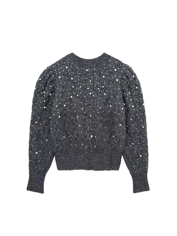 Znbbw Women Knit Pullover Silver Thread Long Sleeved O Neck Blouse Loose Sweater Top Female - Image 6