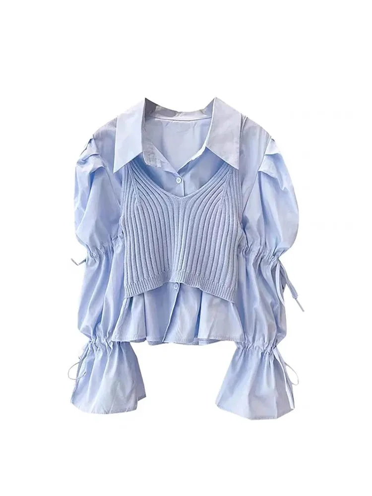 Znbbw Women White Two Piece Set Shirt and Blouses Ladies Harajuku Elegant Y2k 90s Aesthetic Vintage Long Sleeve Shirt Top Clothes - Image 2