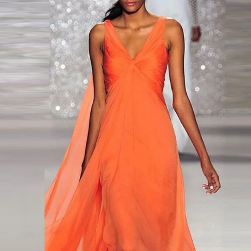 znbbw Women Sexy V-Neck Stitching Dress 2023 Fashion Sleeveless Retro A-Line Maxi Dress Elegant New High Street Slim Mesh Party Dress - Image 4