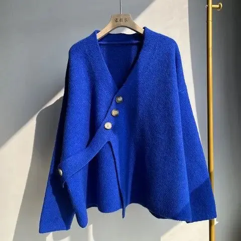 Znbbw women's jacket design small autumn winter high-quality soft loose long thick knit cardigan long sleeve sweater cardigan - Image 7