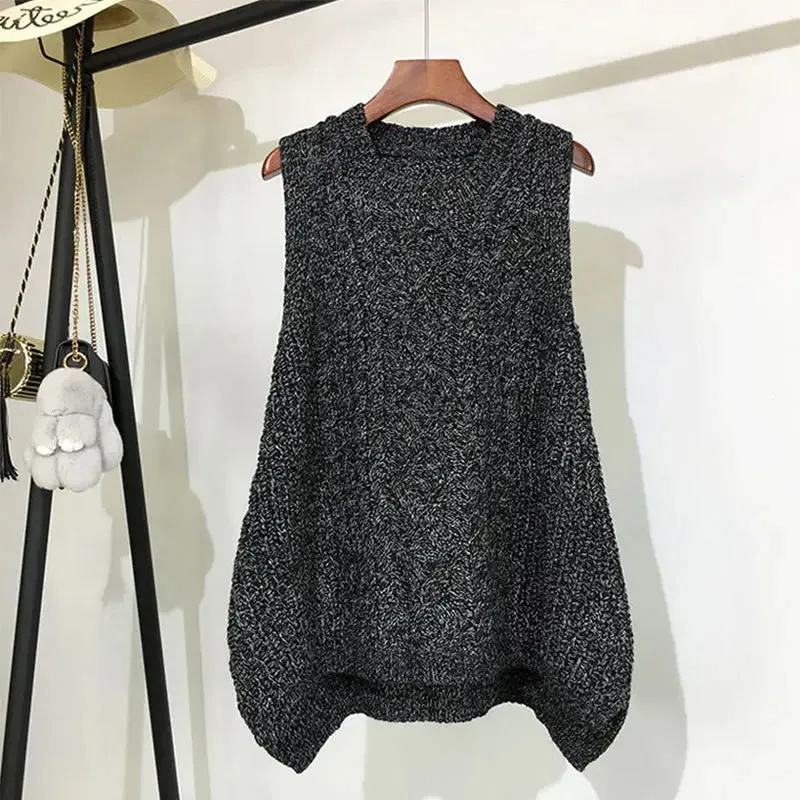 Znbbw And Winter Clothing Thick Wool Vest Female Knitted Vest Loose Large Size Round Neck In The Long Section Of The Wild Vest - Image 7