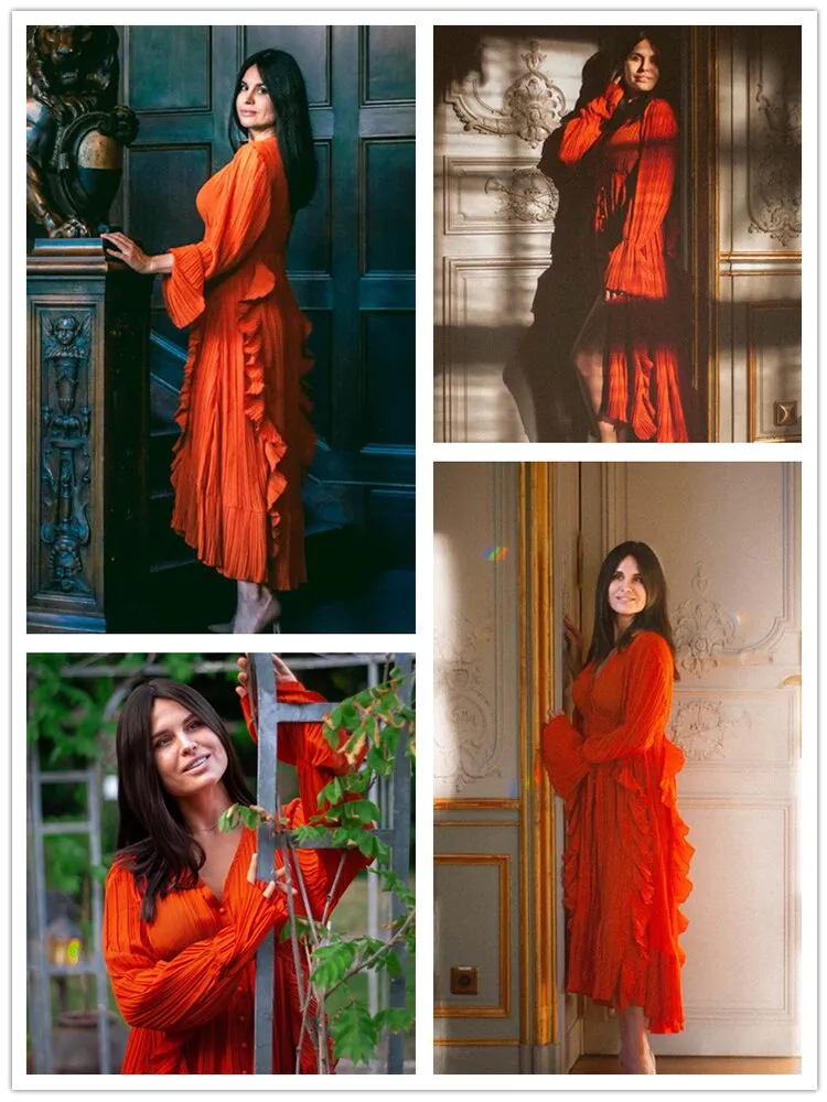 znbbw Autumn New Holiday Style Ankle Length Long Dresses Women Sexy V Neck Puff Sleeve Lace Elegant Evening Party Summer Dress - Image 10