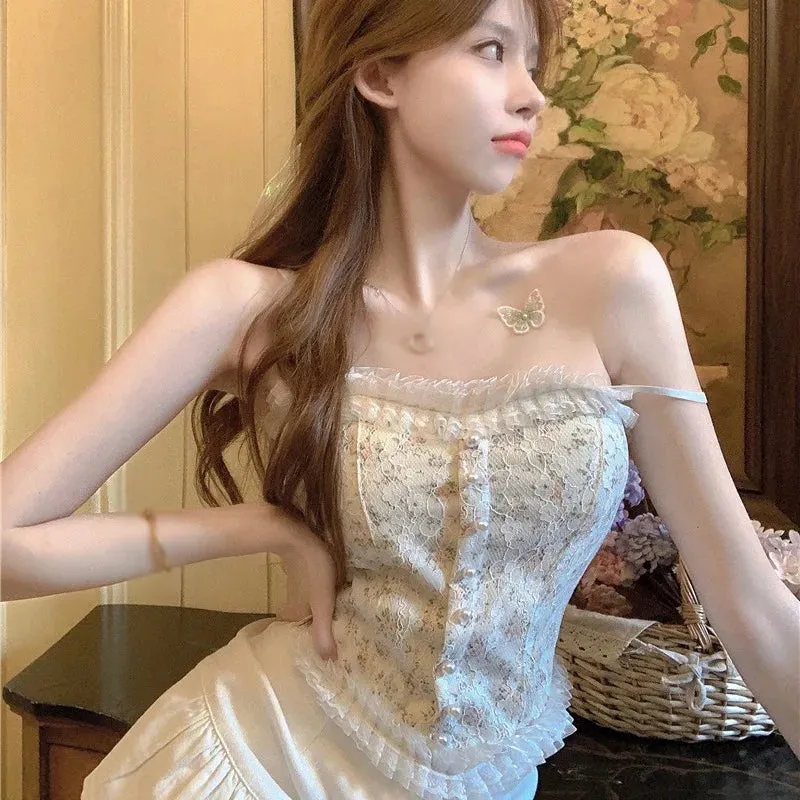 Znbbw Women Lace  Casual T Shirt Spaghetti Strap Sexy Base Shirt Slim Fit Lightweight Pullover Crop Top - Image 3