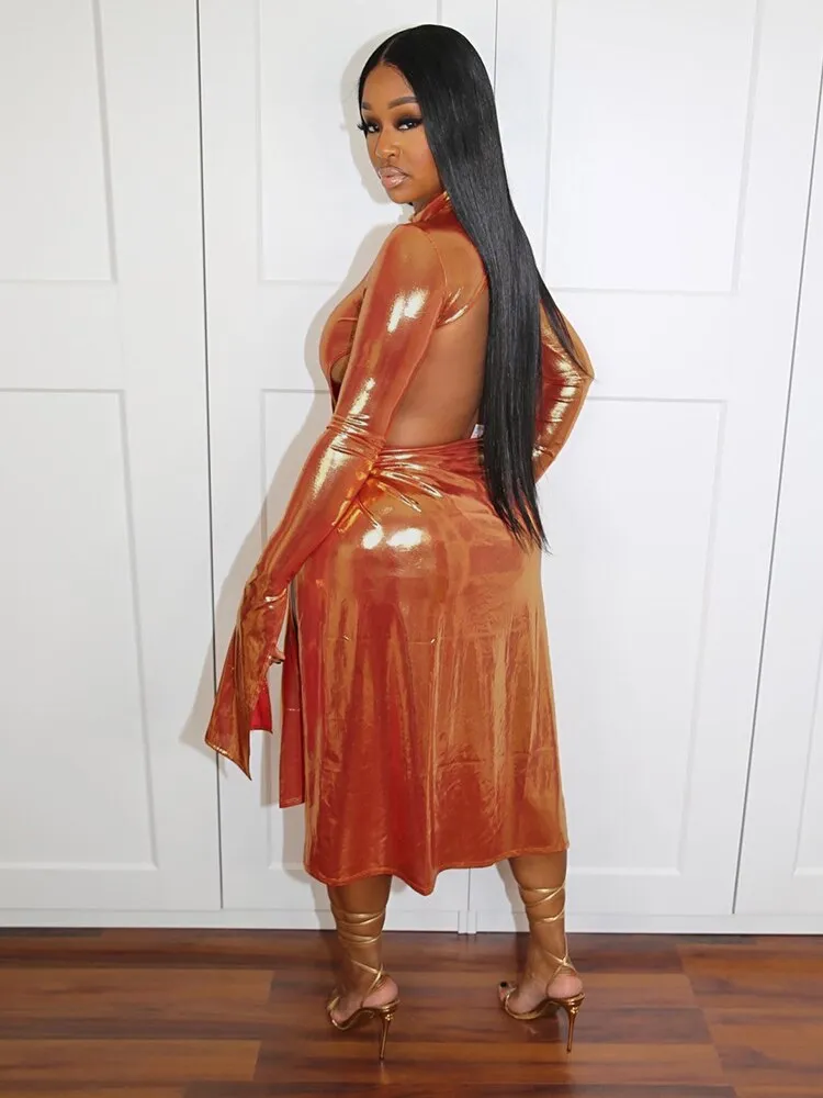 Znbbw Pieces Sexy Fashion Women Set Female Solid Long Sleeve Tops And Split Skirts Suits Matching Sets Outfit 2023 Spring Summer - Image 2