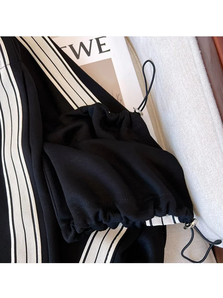 znbbw Women's Two Piece Black Sport Set  Long sleeves Zipper Coat and Pants Tracksuit Female Casual Matching Sets Sportswear Fall 2023 - Image 4