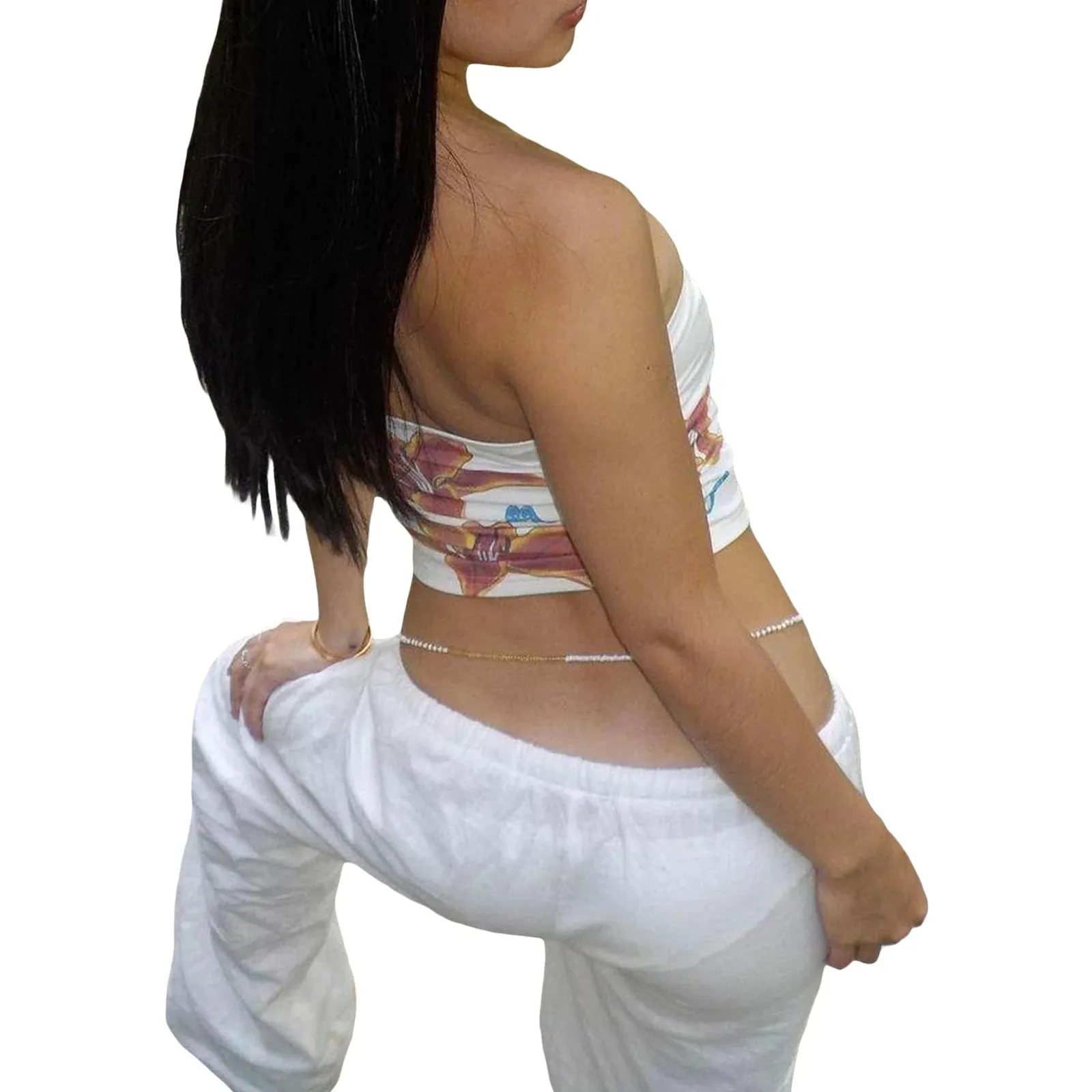 Znbbw Women Summer Strapless y2k Fairycore Floral Print Tube Tops Solid Vintage Off Shoulder Lady Sexy Slim Backless Bustiers Tops - Image 3