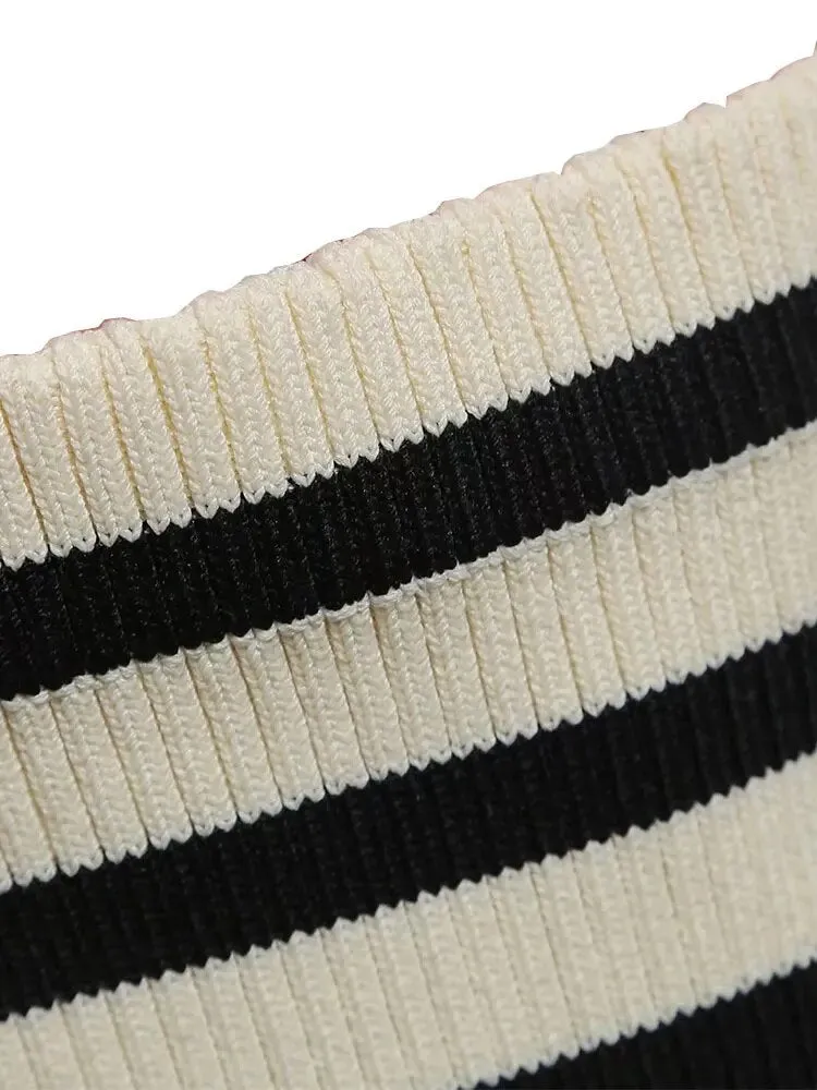 Znbbw 2023 women summer straight knitted dress European and American style striped tube top slim dress 202305 - Image 6