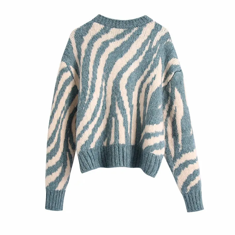 znbbw Autumn Woman Knitting Texture Sweater Fashion Round Neck Long Sleeve Black Stripe Hollow Out Sweater Vintage Fashion Sweater - Image 3