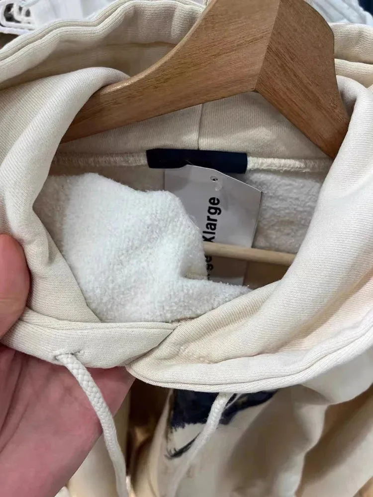 Znbbw Bear Embroidery Beige Hoodie Women Autumn Cotton Pocket Loose Hooded Sweatshirt Vintage Cute Streetwear Pullovers Top Y2k - Image 5