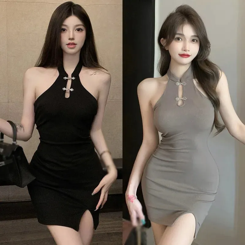 Znbbw Women's Dress Solid Color Slim Sexy Sleeveless Dress - Image 4