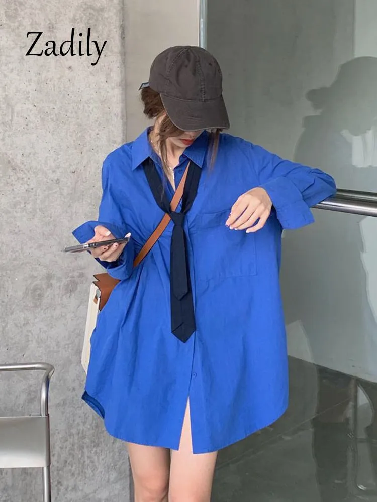 znbbw 2023 Summer Minimalist Long Sleeve Tie Women White Shirt Korea Style Button Loose Woman Blouse Work Female Clothing Tops - Image 8