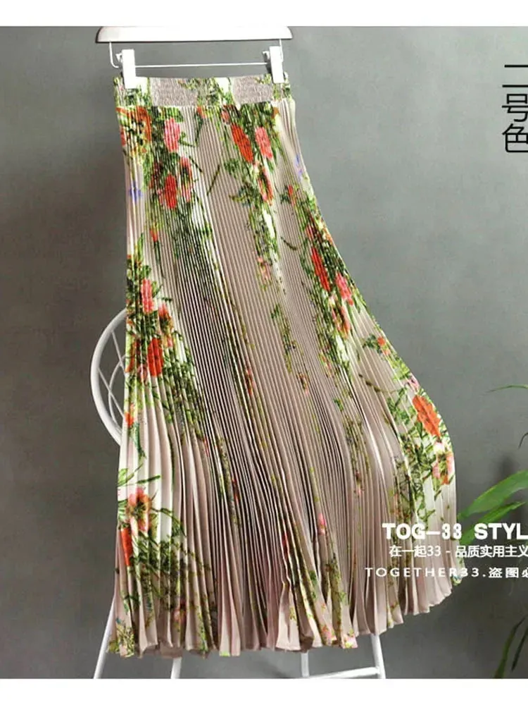 Znbbw Women Spring Summer Skirt Fashion High End Printed Pleats with A New Style of Drape Western Style Organ Hem Skirt D5733 - Image 7