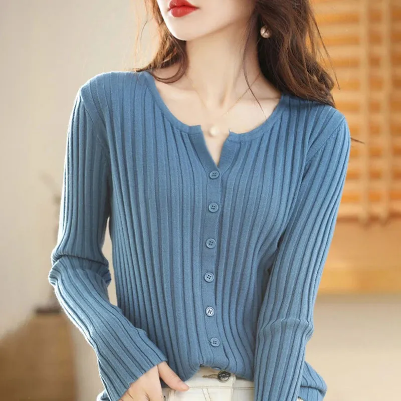 Znbbw Women's Cardigan Solid Colour Sweater Autumn Winter Slim Casual Cardigan Sweater - Image 5