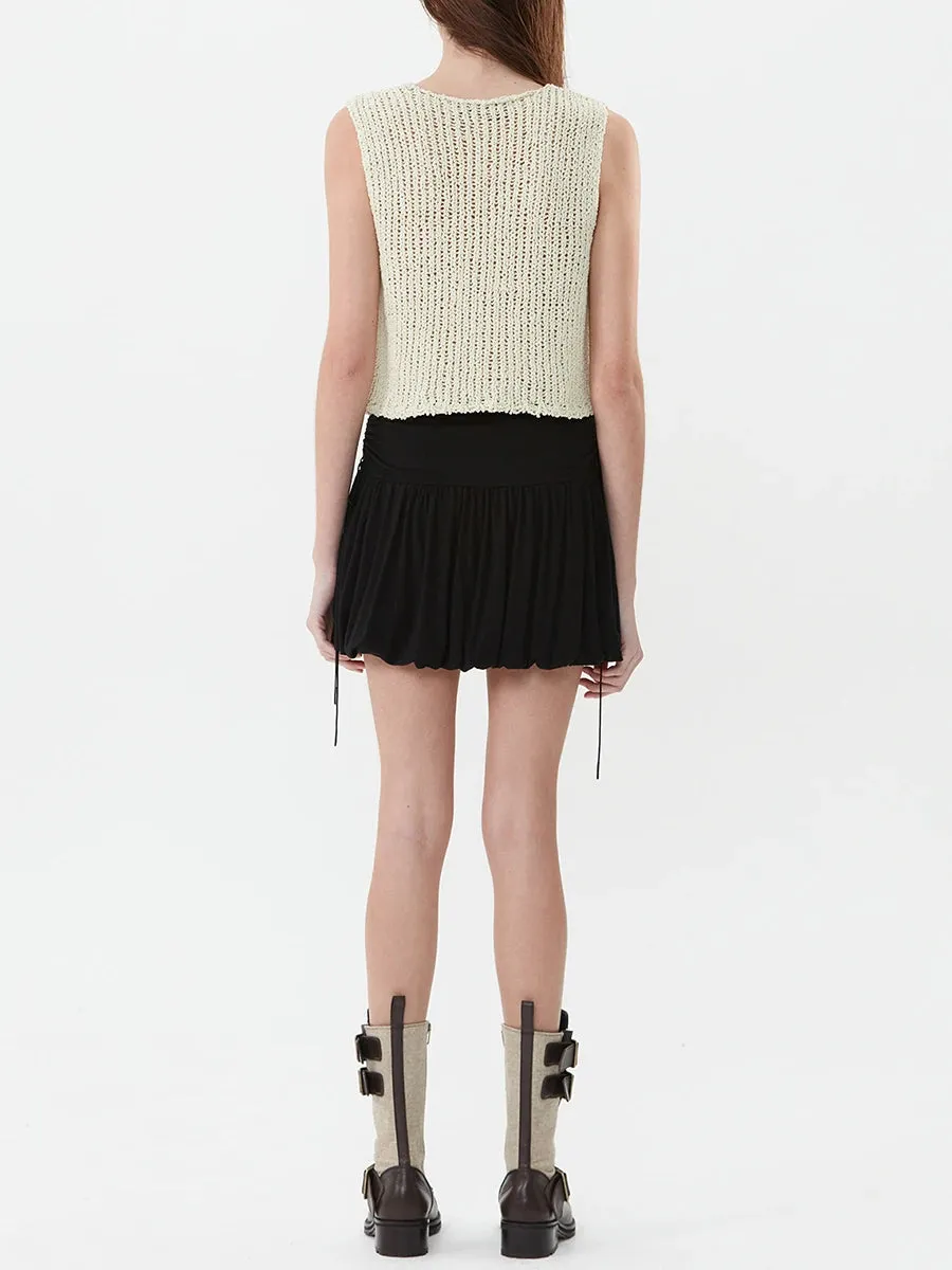 Znbbw Women Knitted Hollow Cropped Camis y2k Aesthetic V-Neck Button Tank Tops Sleeveless Vintage Camisole Harajuku Streetwear - Image 3