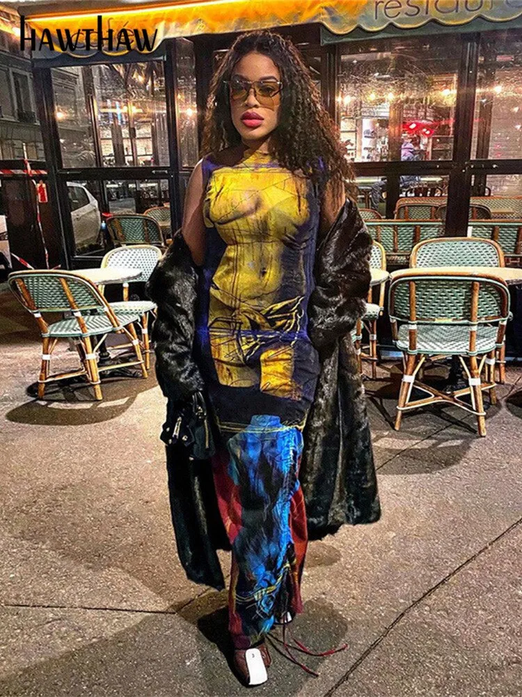 Znbbw Women Mesh See Through Bodycon Streetwear Beach Vacation Midi Dress 2023 Summer Clothes Wholesale Items For Business - Image 3