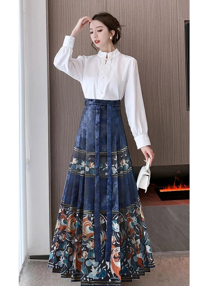 Znbbw Women Spring Autumn Skirt Temperament Daily Elegant New Chinese Style Retro Style Appear Thin Casual Horse-face Skirt D5700 - Image 6