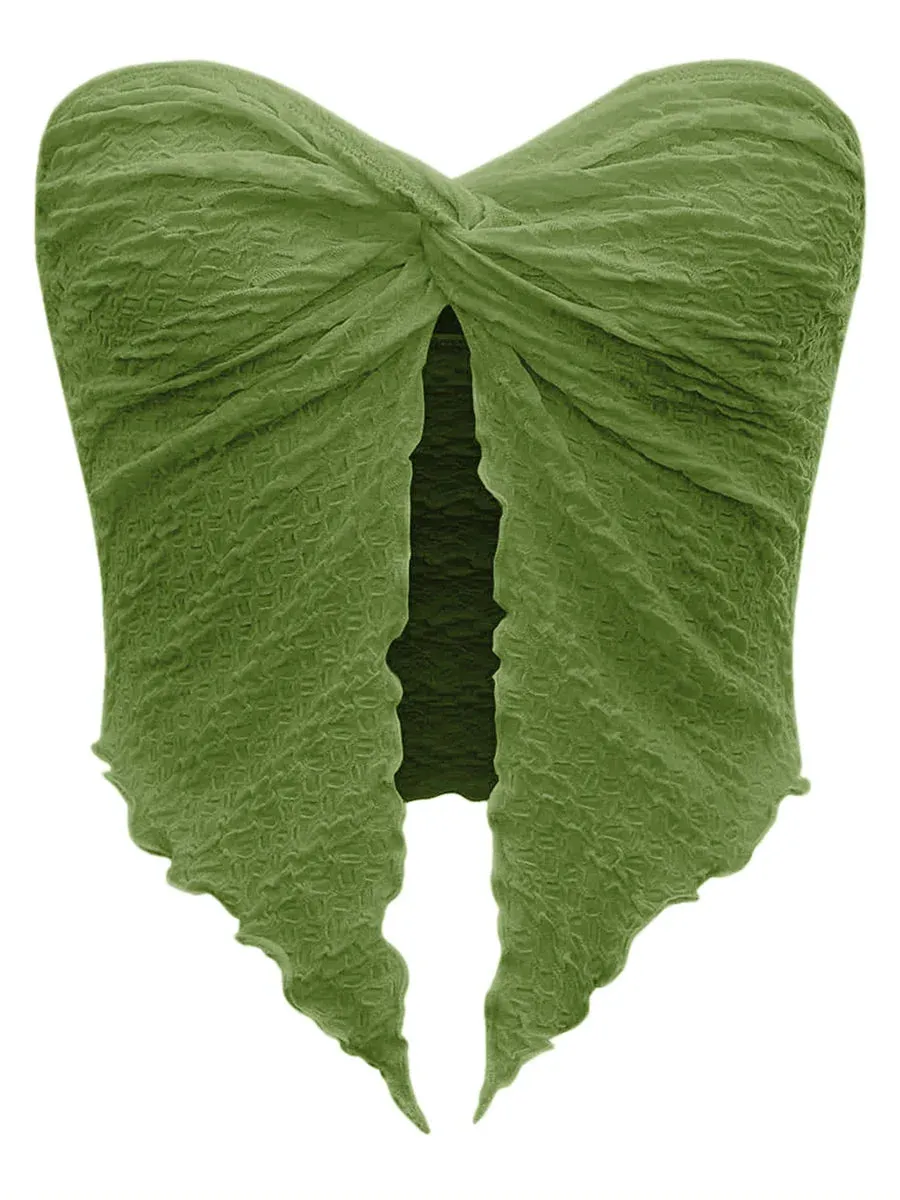 Znbbw Women Y2k Ruched Off Shoulder Tube Tops Strapless Front Open Tops Backless Bandeau Crop Top Sexy Streetwear 0410 - Image 2