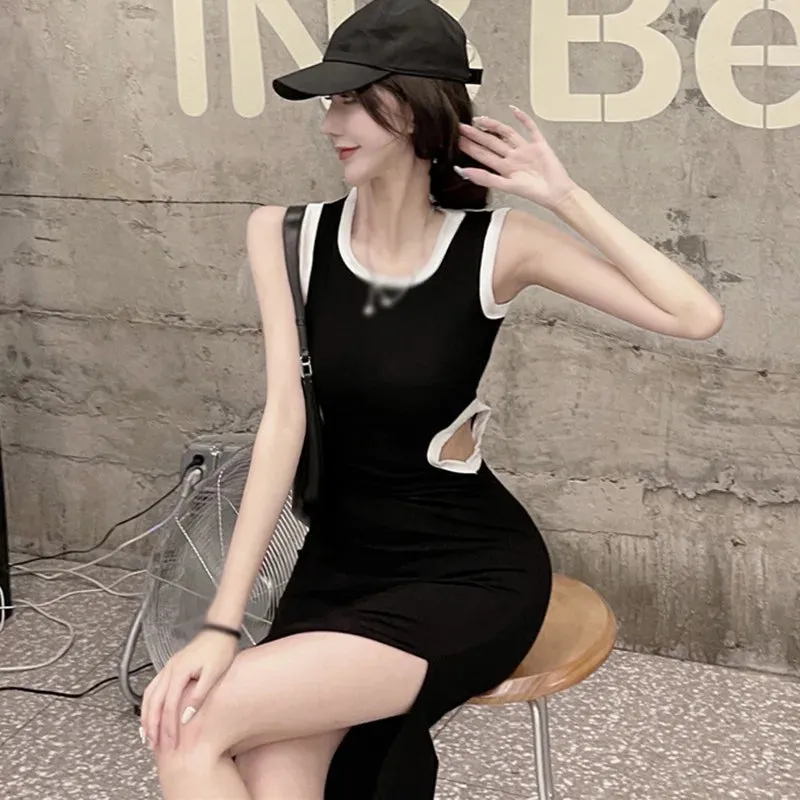 Znbbw Women's Korean version round necked open waist dress with a slim fit and sexy sleeveless vest dress - Image 7