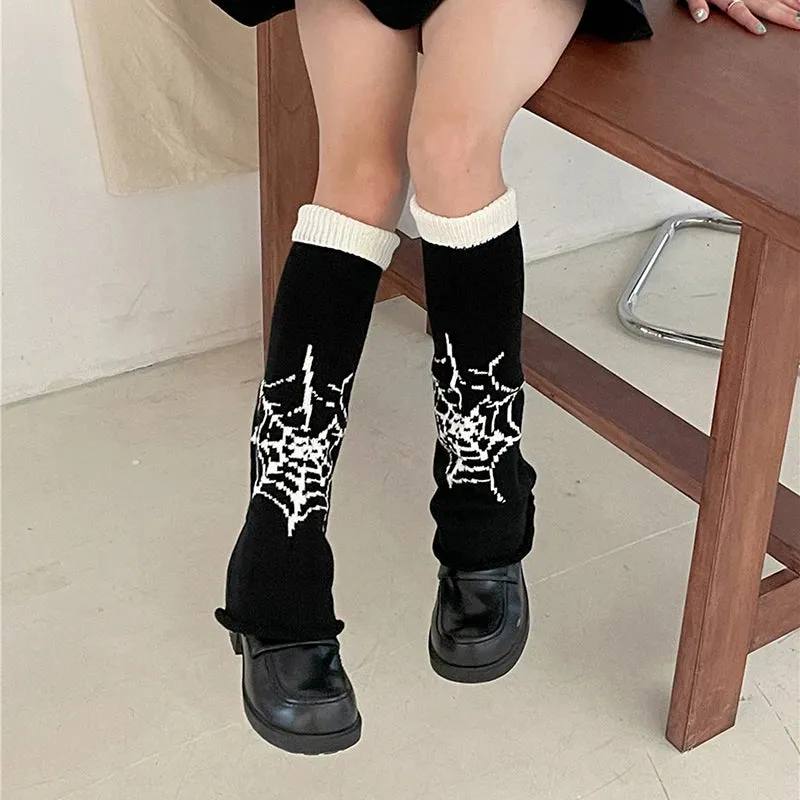 Znbbw Academic Skeleton Socks Y2K Wide Leg Socks Knitted Warm JK Girls Leg Warmers Long Leg Lolita Socks - Image 3