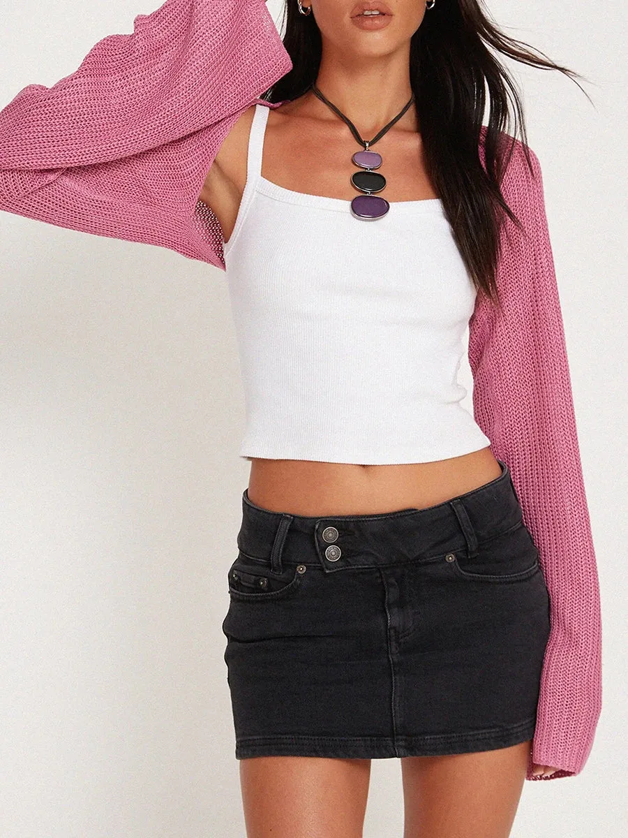 Znbbw Women y2k Crop Shrug Sweaters Fashion Solid Color Long Sleeve Knit Cardigan Open Front Jacket for Dress Streetwear - Image 2