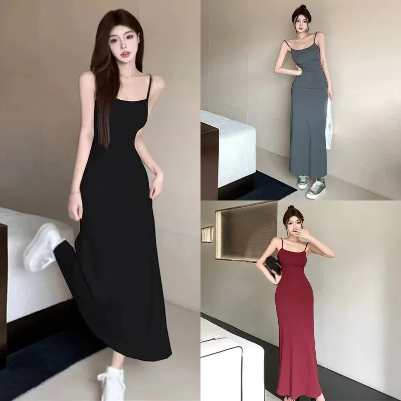 Znbbw Women's Dress Solid Color Summer Layered Underneath Slimming Suspender Dress - Image 6