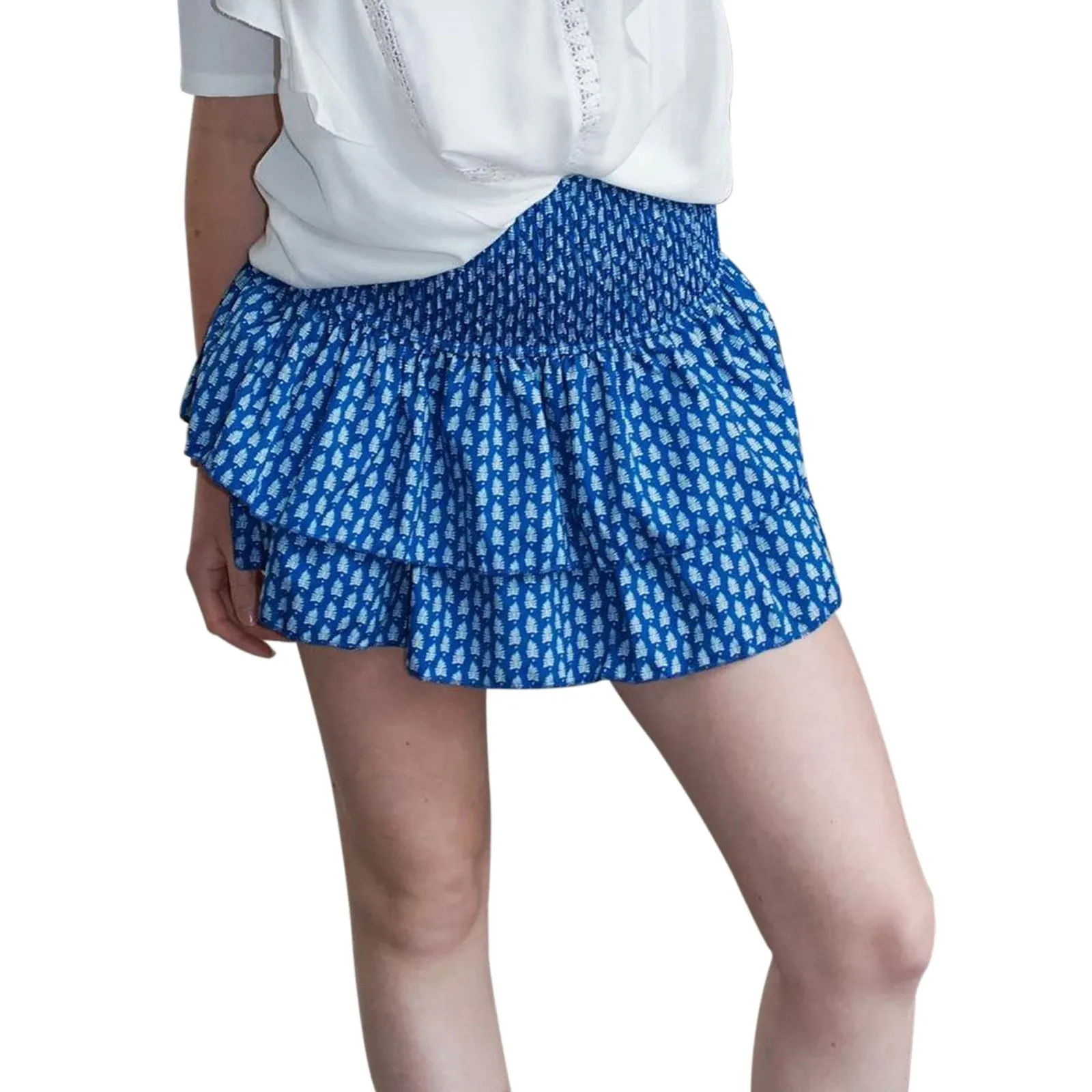 Znbbw Women's Kawaii Aesthetic Mini Skirts Elegant High Waist Pleated Printed Ruffled Layered Skirts Summer A-line Skirts Streetwear - Image 7