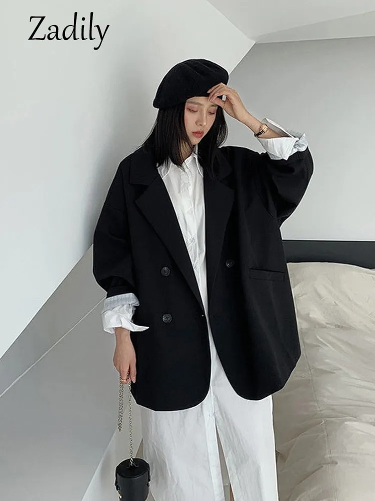 znbbw 2023 Autumn Casual Long Sleeve Blazer Women Korean Style Oversize Ladies Suit Blazers Work Female Clothing Jacket Coat - Image 7