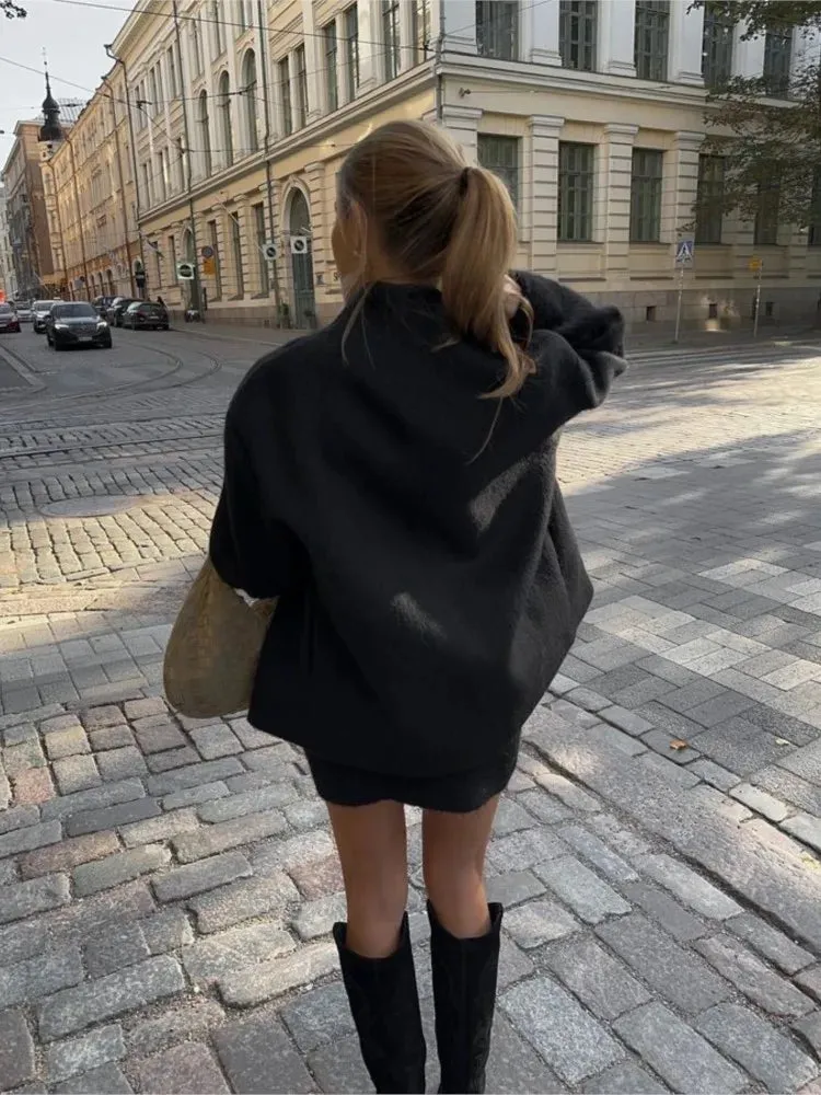 Znbbw Women's Stand Collar Double Breasted Jacket Fashion Casual Solid Long Sleeve Overcoat 2023 Autumn/Winter Warm Streetwear - Image 6