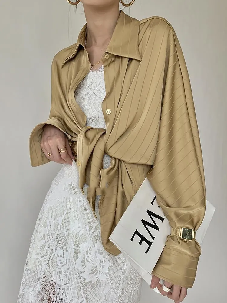 znbbw 2023 Summer Elegant Long Sleeve Women Shirt Vintage Button Up Stripe Loose Ladies Shirts Fashion Office Female Clothing - Image 10