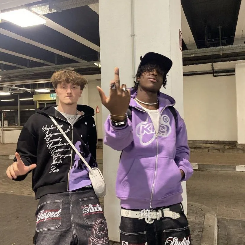 Znbbw Zip Hoodies Y2k Letter Print Top High Street Punk Oversized Pullover American Fashion Goth Hip Hop Couple Sweatshirt 914 - Image 3