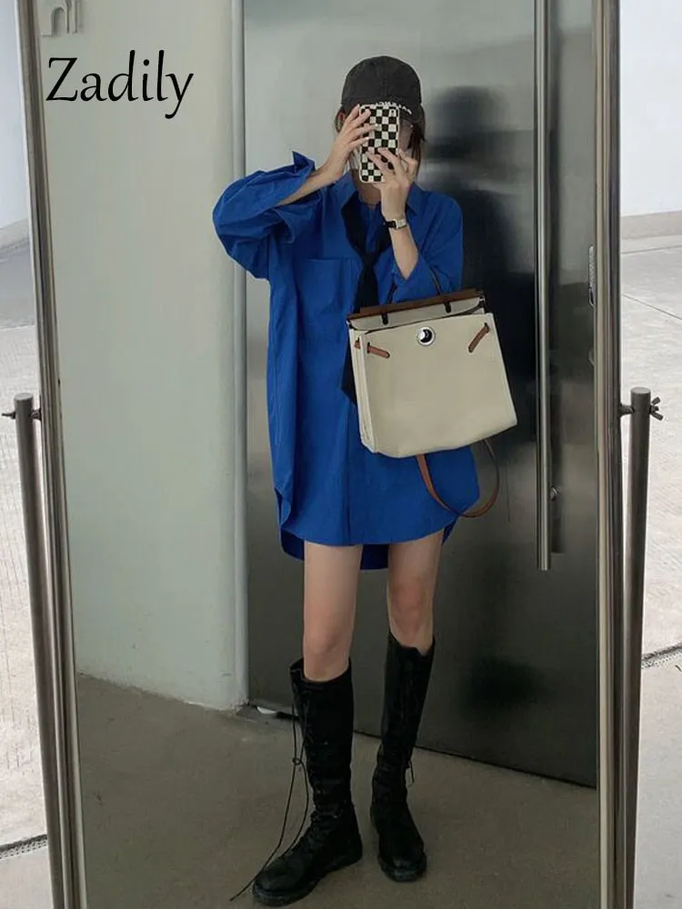 znbbw 2023 Summer Minimalist Long Sleeve Tie Women White Shirt Korea Style Button Loose Woman Blouse Work Female Clothing Tops - Image 6