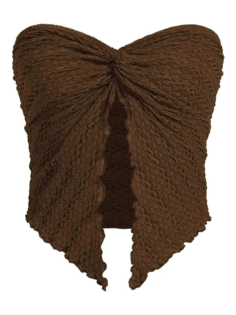 Znbbw Women Y2k Ruched Off Shoulder Tube Tops Strapless Front Open Tops Backless Bandeau Crop Top Sexy Streetwear - Image 4