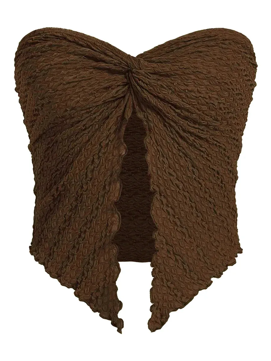 Znbbw Women Y2k Ruched Off Shoulder Tube Tops Strapless Front Open Tops Backless Bandeau Crop Top Sexy Streetwear 0410 - Image 4