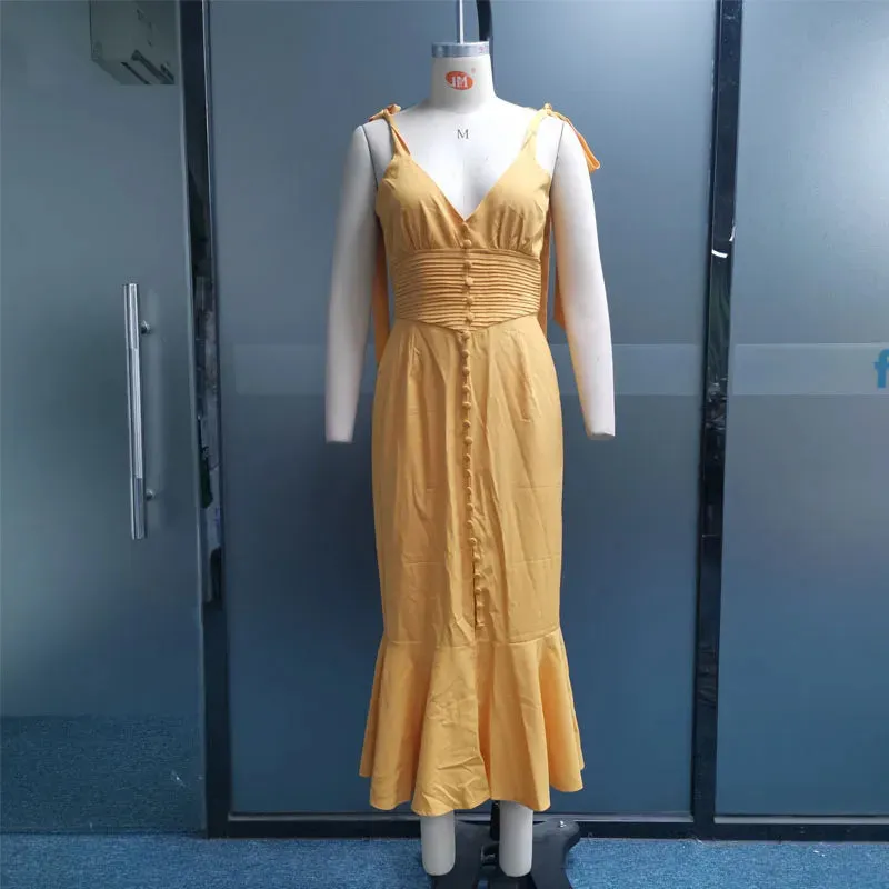 Znbbw Women Maxi Dress Fashion Sling V Neck Lace Up Sleeveless Nipped Waist Elegant Party Beach Sexy Bodycon Dresses Streetwear - Image 4