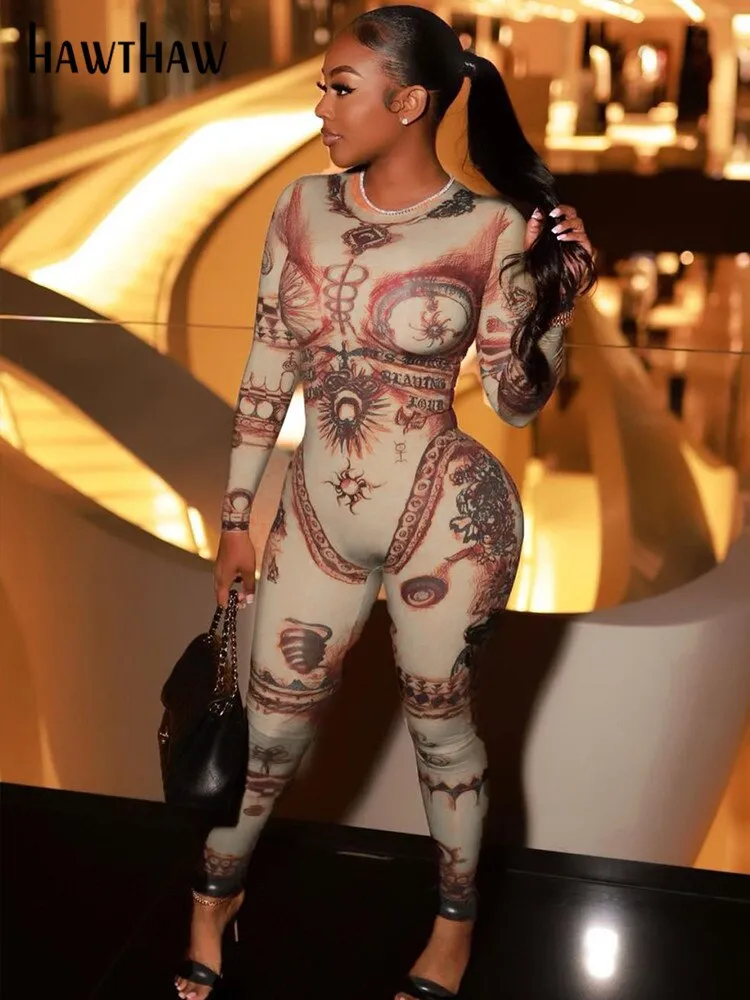 Znbbw Women Long Sleeve Bodycon Streetwear Jumpsuit Overalls One Piece Outfit 2023 Fall Clothing Wholesale Items For Business - Image 2