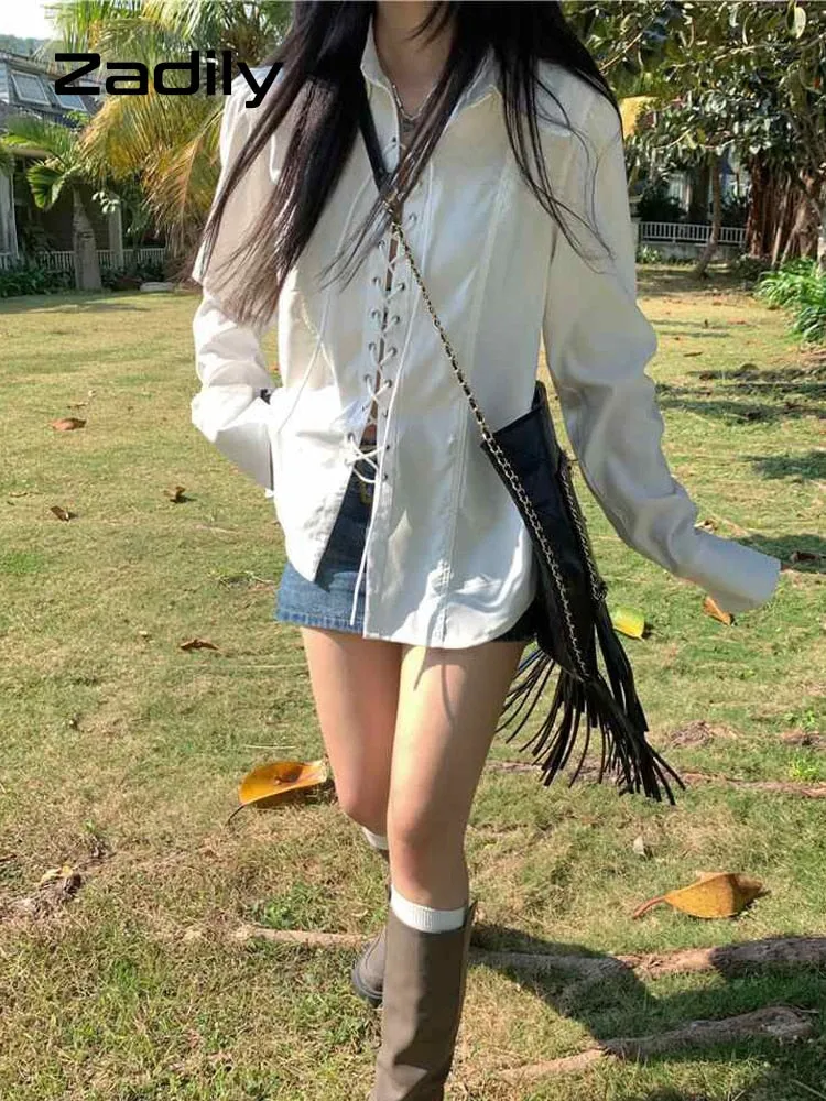 znbbw 2023 Summer Gothic shirt Long Sleeve Oversize White Shirt Women Punk Corn Eye Za Blouse New Female Blouse Tunic Clothing - Image 5