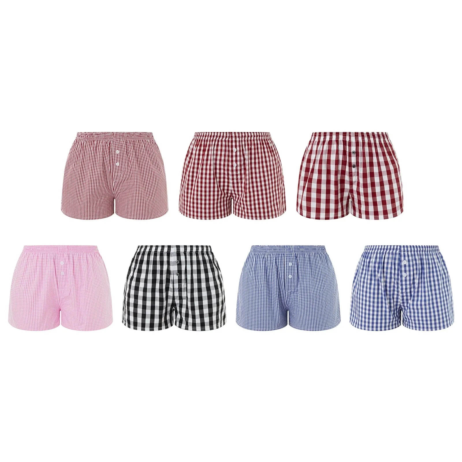 Znbbw Women Pajama Shorts Soft Comfy Plaid Print Elastic Waist Button Loungewear Pants Cotton Aesthetic Sleep Pj Bottoms Sleepwear - Image 6