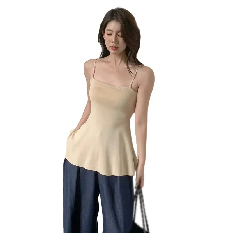 Znbbw Women's Crop Top Korean Version Summer Solid Colour Sleeveless Tank Tops - Image 3