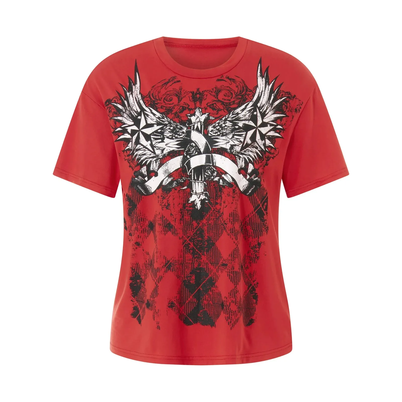 Znbbw Women Vintage Summer y2k Cyber Grunge Graphic Print Crop Tops O-neck Short Sleeve Slim Fits Tees Harajuku Aesthetic T-shirts - Image 8