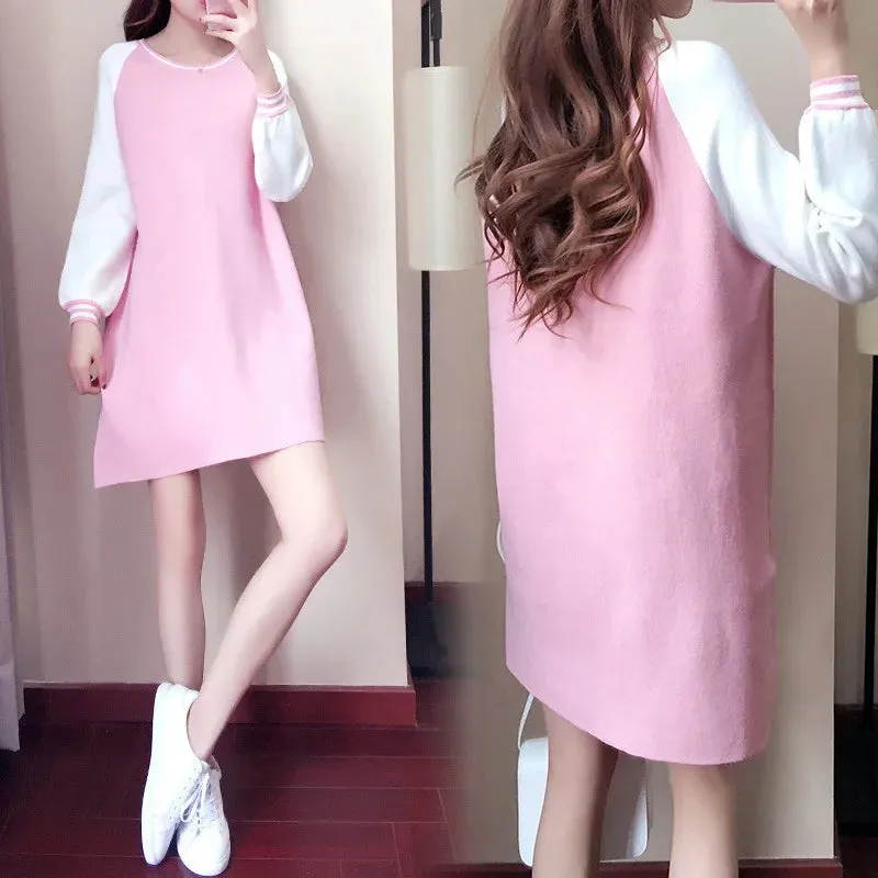 Znbbw Women Loose Solid Color A Line Dress Full Sleeves Casual Slim Fit Party Dress - Image 3