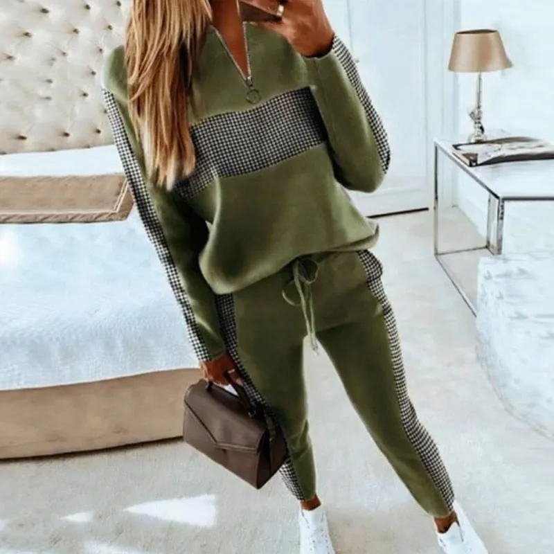 znbbw Women Suit Jogger Two Piece Set Autumn Fashion Print Tracksuits Women 2023 Streetwear Zipper Long Sleeve Tops + Trousers Outfits - Image 15