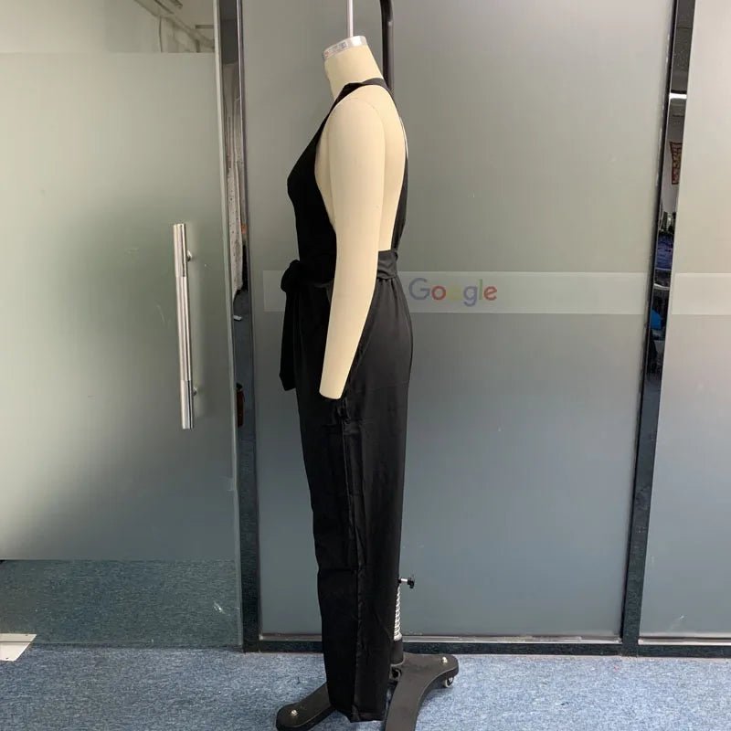 Znbbw Women Jumpsuit Fashion Sexy V Neck Sleeveless Nipped Waist Loose With Pockets Wide Legs Pants Romper High Streetwear - Image 5