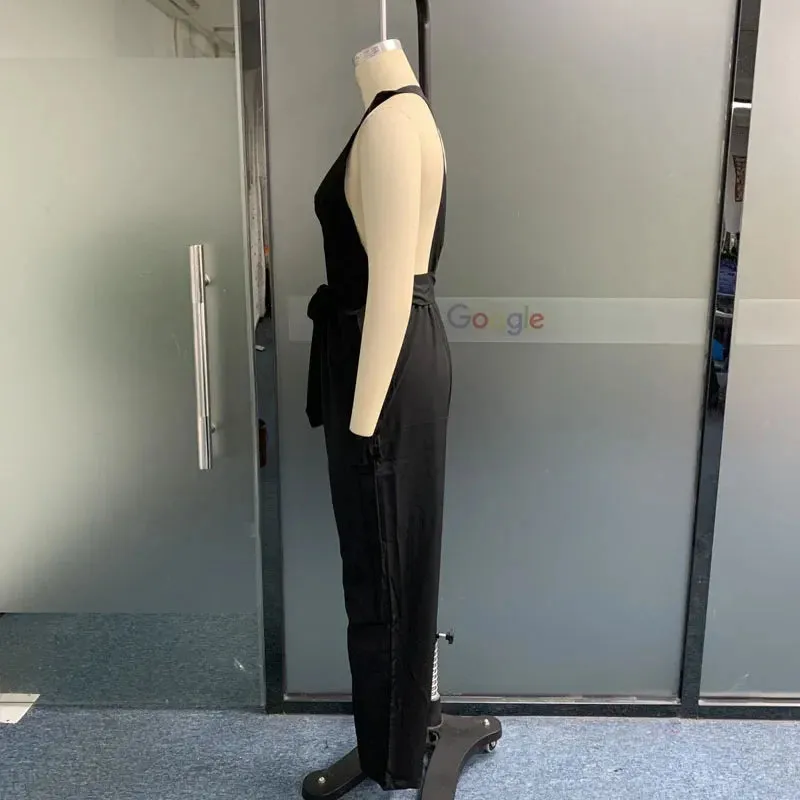 Znbbw Women Jumpsuit Fashion Sexy V Neck Sleeveless Nipped Waist Loose With Pockets Wide Legs Pants Romper High Streetwear 0410 - Image 5
