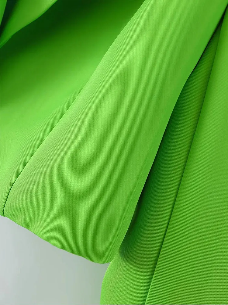 Znbbw Women Fashion Solid Single Button Cropped Blazer Vintage Long Sleeves Notched Neck Female Office Lady Outfits - Image 6