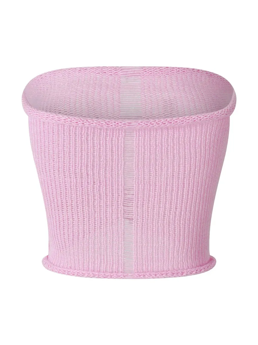Znbbw Women Pink Wrap Chest Tube Tops Solid Color Knitted Hollow-Out Boat Neck Strapless y2k Tank Tops Summer Backless Bandeau Tops - Image 3